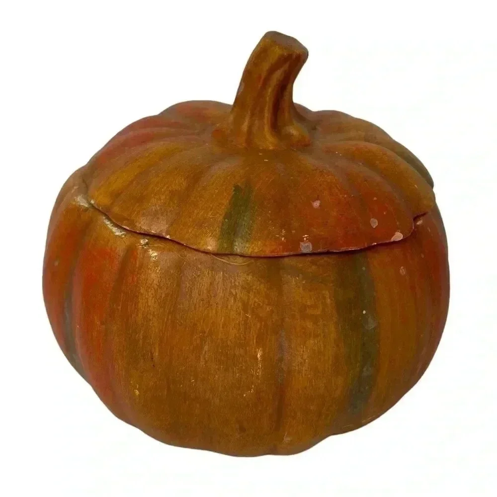VTG RAGSHOP PUMPKIN SCENTED CANDLE CERAMIC PUMPKIN HALLOWEEN THANKSGIVING DECOR